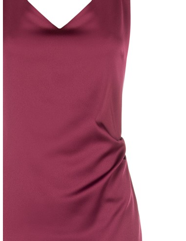 Robe longue en satin structuré, décolletée et froncée au dos, Rinascimento