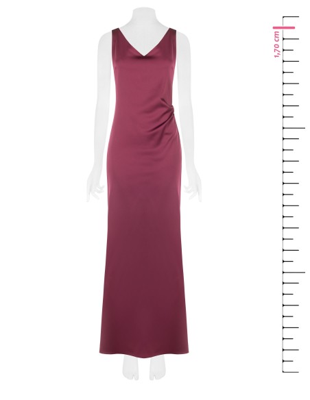 Robe longue en satin structuré, décolletée et froncée au dos, Rinascimento