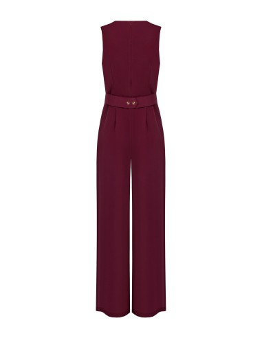 Jumpsuit van cady met geplooide halslijn, bijpassende stevige riem en gesp met Rinascimento-logo