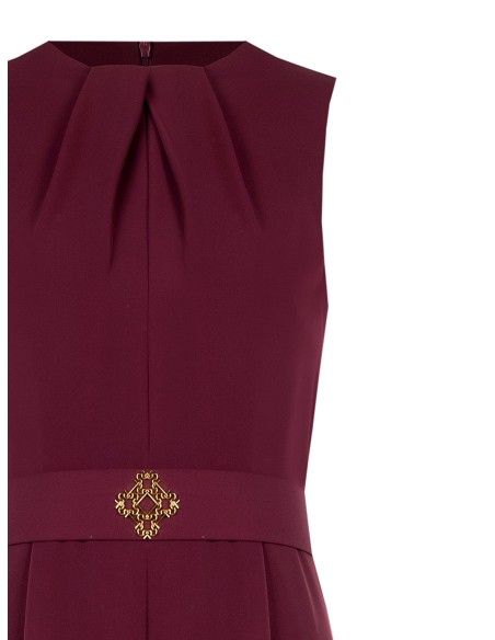 Combinaison intégrale en tissu cadi avec encolure plissée, ceinture rigide assortie et boucle ornée du logo Rinascimento