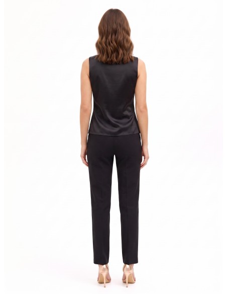 Getailleerde top van satijnlook, 2-delig, met kanten detail Rinascimento