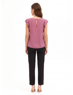 Blouse fluide en satin mat à manches volantées Rinascimento 2