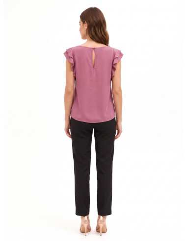 Vloeiende blouse van mat satijn met volantmouwen Rinascimento