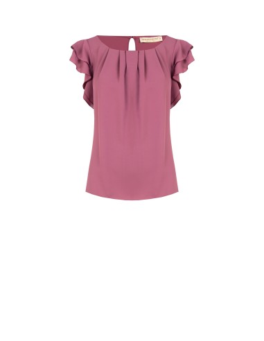 Blouse fluide en satin mat à manches volantées Rinascimento