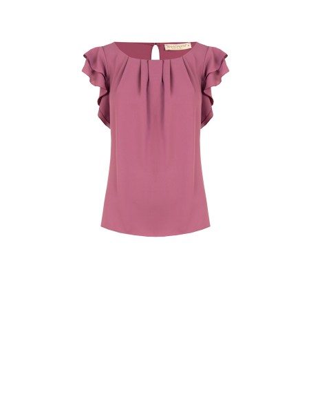 Blouse fluide en satin mat à manches volantées Rinascimento