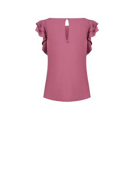 Blouse fluide en satin mat à manches volantées Rinascimento