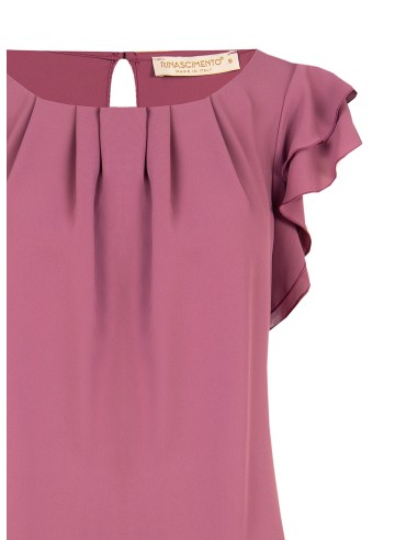 Blouse fluide en satin mat à manches volantées Rinascimento