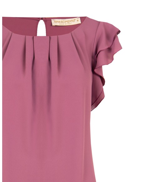 Vloeiende blouse van mat satijn met volantmouwen Rinascimento