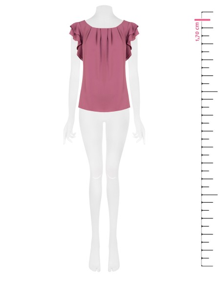 Vloeiende blouse van mat satijn met volantmouwen Rinascimento