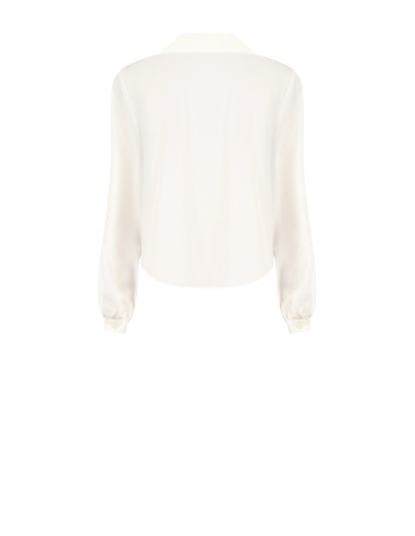 Blouse fluide en satin à col V avec col montant Rinascimento