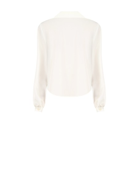 Blouse fluide en satin à col V avec col montant Rinascimento