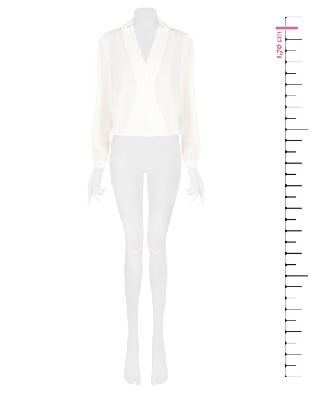 Blouse fluide en satin à col V avec col montant Rinascimento