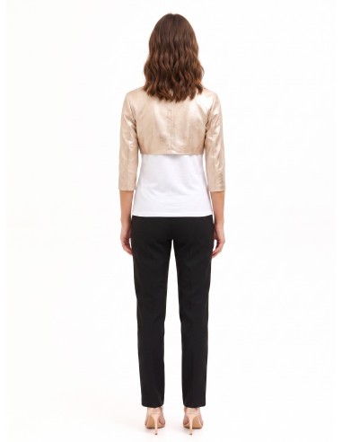 Rinascimento bolero-schouderbedekking van gelamineerd imitatieleer met licht verouderd effect en 3/4-mouwen