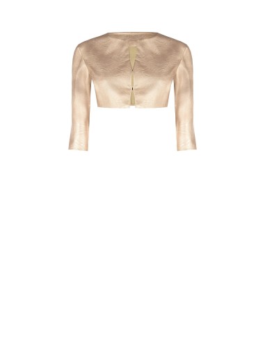 Rinascimento bolero-schouderbedekking van gelamineerd imitatieleer met licht verouderd effect en 3/4-mouwen