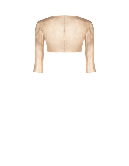 Rinascimento bolero-schouderbedekking van gelamineerd imitatieleer met licht verouderd effect en 3/4-mouwen