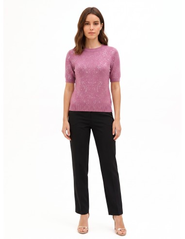 Pull à manches courtes recouvert de sequins Rinascimento