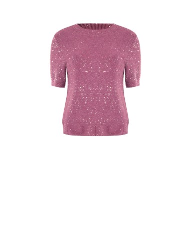 Pull à manches courtes recouvert de sequins Rinascimento