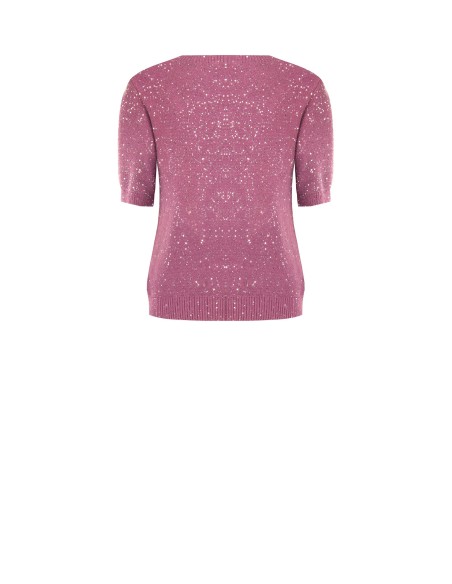 Pull à manches courtes recouvert de sequins Rinascimento