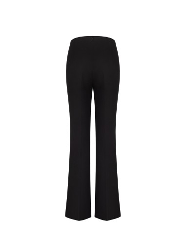 Pantalon évasé en scuba crêpe avec détail métallique et fronces à la taille Rinascimento