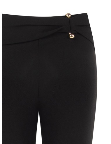 Pantalon évasé en scuba crêpe avec détail métallique et fronces à la taille Rinascimento