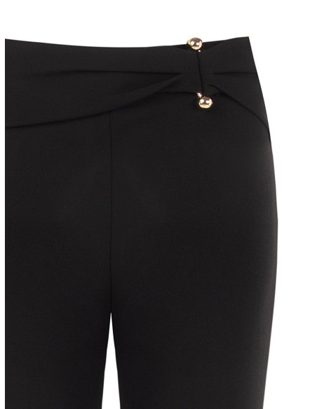 Pantalon évasé en scuba crêpe avec détail métallique et fronces à la taille Rinascimento