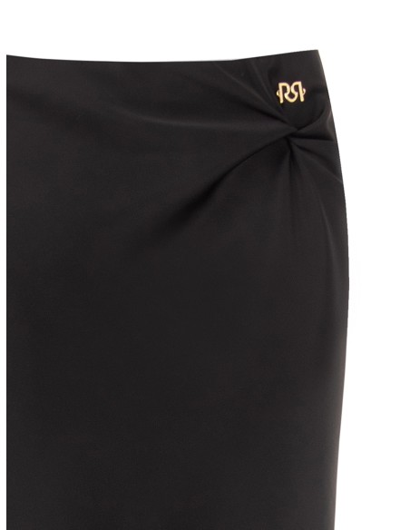 Jupe longue évasée en satin avec plaque logo RR Rinascimento