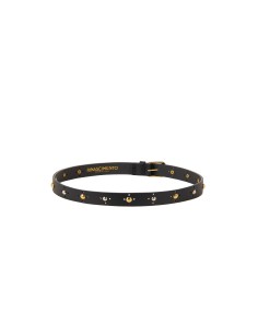 Ceinture fine en véritable cuir lisse avec petites clous dorés et argentés Rinascimento 2