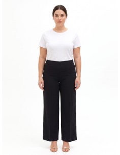 Pantalon palazzo curvy en maille milano avec fermeture éclair latérale Rinascimento Curvy