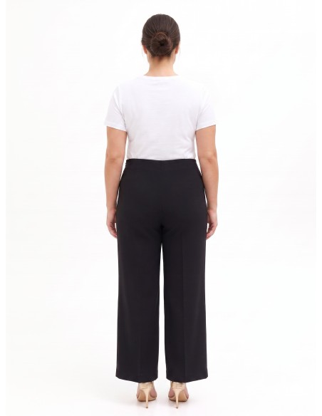 Pantalon palazzo curvy en maille milano avec fermeture éclair latérale Rinascimento Curvy