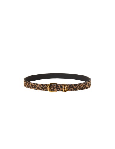 Ceinture fine en véritable cuir à motif léopard Rinascimento