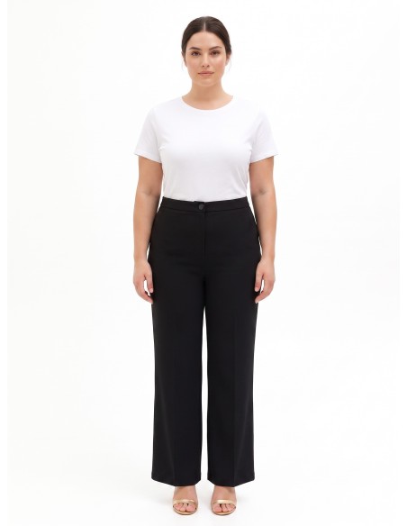 Curvy palazzo-broek van cadistof met elastiek aan de achterkant – Rinascimento Curvy