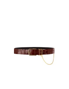 Ceinture en véritable cuir effet croco avec chaîne Rinascimento