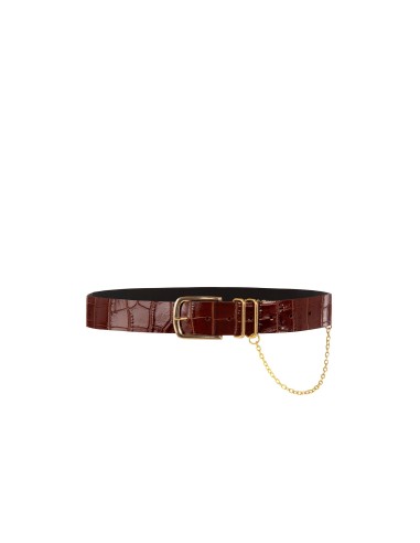 Ceinture en véritable cuir effet croco avec chaîne Rinascimento
