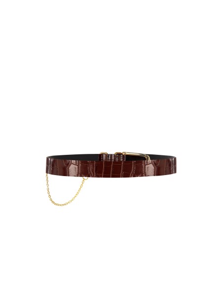 Ceinture en véritable cuir effet croco avec chaîne Rinascimento