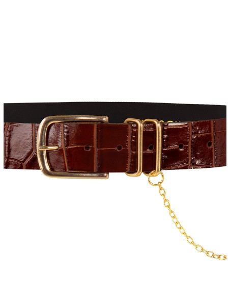 Ceinture en véritable cuir effet croco avec chaîne Rinascimento