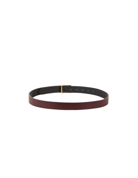 Ceinture fine en véritable cuir lisse avec boucle siglée Rinascimento