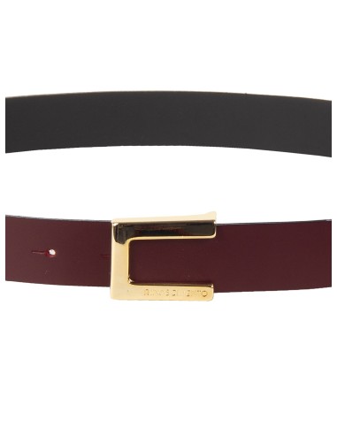 Ceinture fine en véritable cuir lisse avec boucle siglée Rinascimento