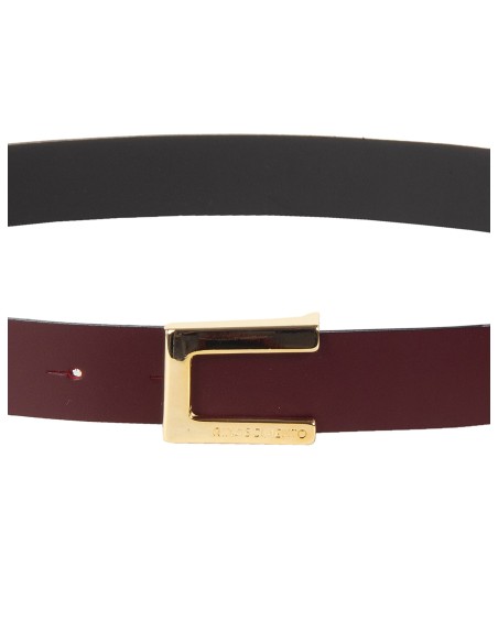 Ceinture fine en véritable cuir lisse avec boucle siglée Rinascimento