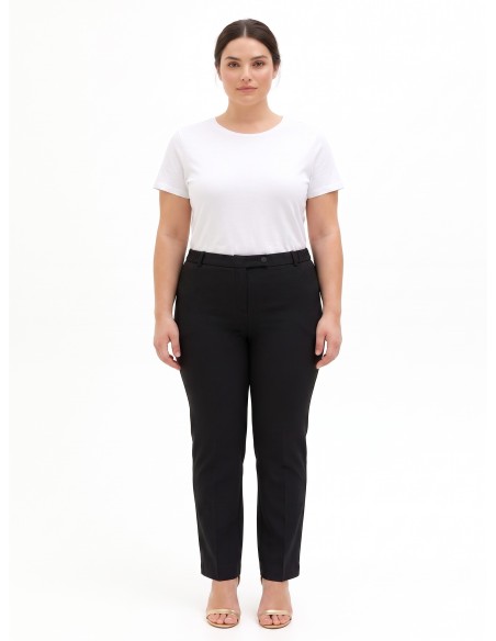 Pantalon curvy coupe cigarette en tissu cady avec élastique à l’arrière Rinascimento Curvy