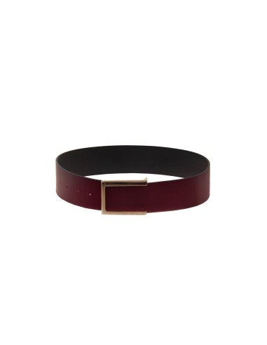 Ceinture taille haute en véritable cuir lisse avec boucle logotée Rinascimento