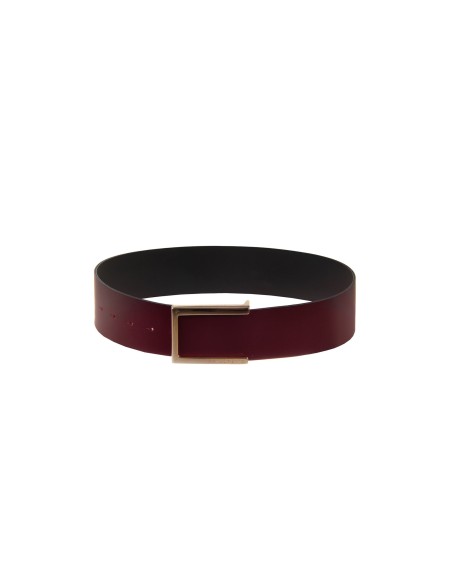 Hoge riem van glad echt leer met gesp met logo Rinascimento