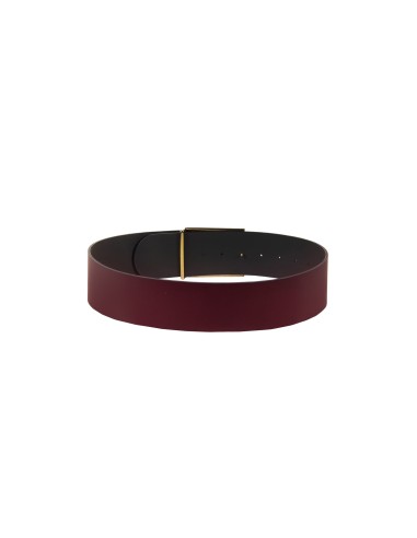 Hoge riem van glad echt leer met gesp met logo Rinascimento
