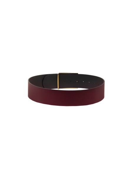 Ceinture taille haute en véritable cuir lisse avec boucle logotée Rinascimento
