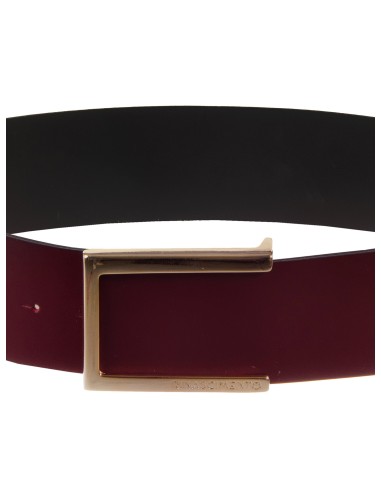 Hoge riem van glad echt leer met gesp met logo Rinascimento