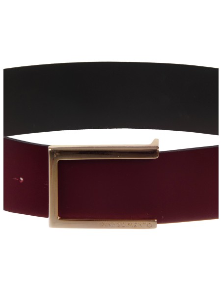 Hoge riem van glad echt leer met gesp met logo Rinascimento
