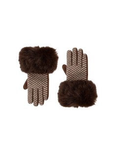 Gants en tissu chaud à rayures transversales avec poignets en fausse fourrure Rinascimento