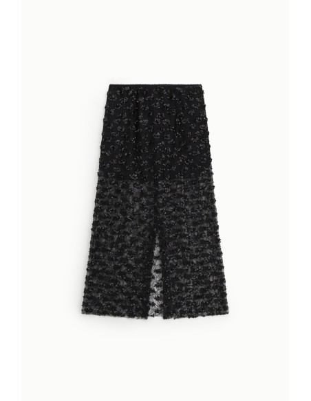 Jupe midi brodée avec transparences et taille haute Dixie