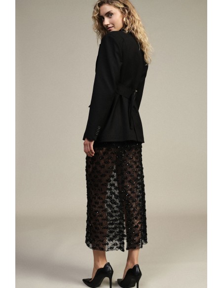 Jupe midi brodée avec transparences et taille haute Dixie