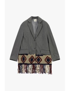 Blazer à rayures avec empiècements en crochet et franges Dixie