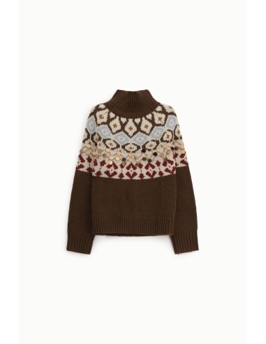 Pull jacquard à col rond avec applications métalliques Dixie